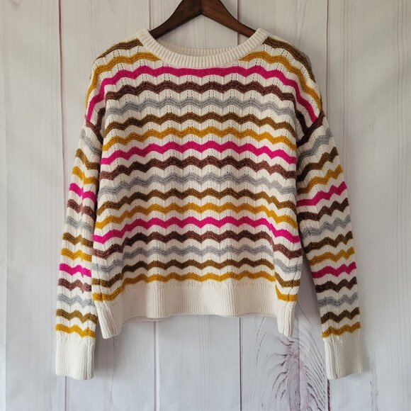 Lou & Gray LOFT Chunky Knit Zig Zag Sweater, Women’s M, Cropped, Like New, EUC - Picture 1 of 6